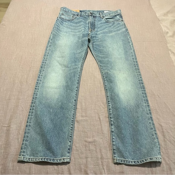 GAP Men's Slim Straight Jeans Light Blue Wash Faded Distressed Size 33 - Picture 2 of 8